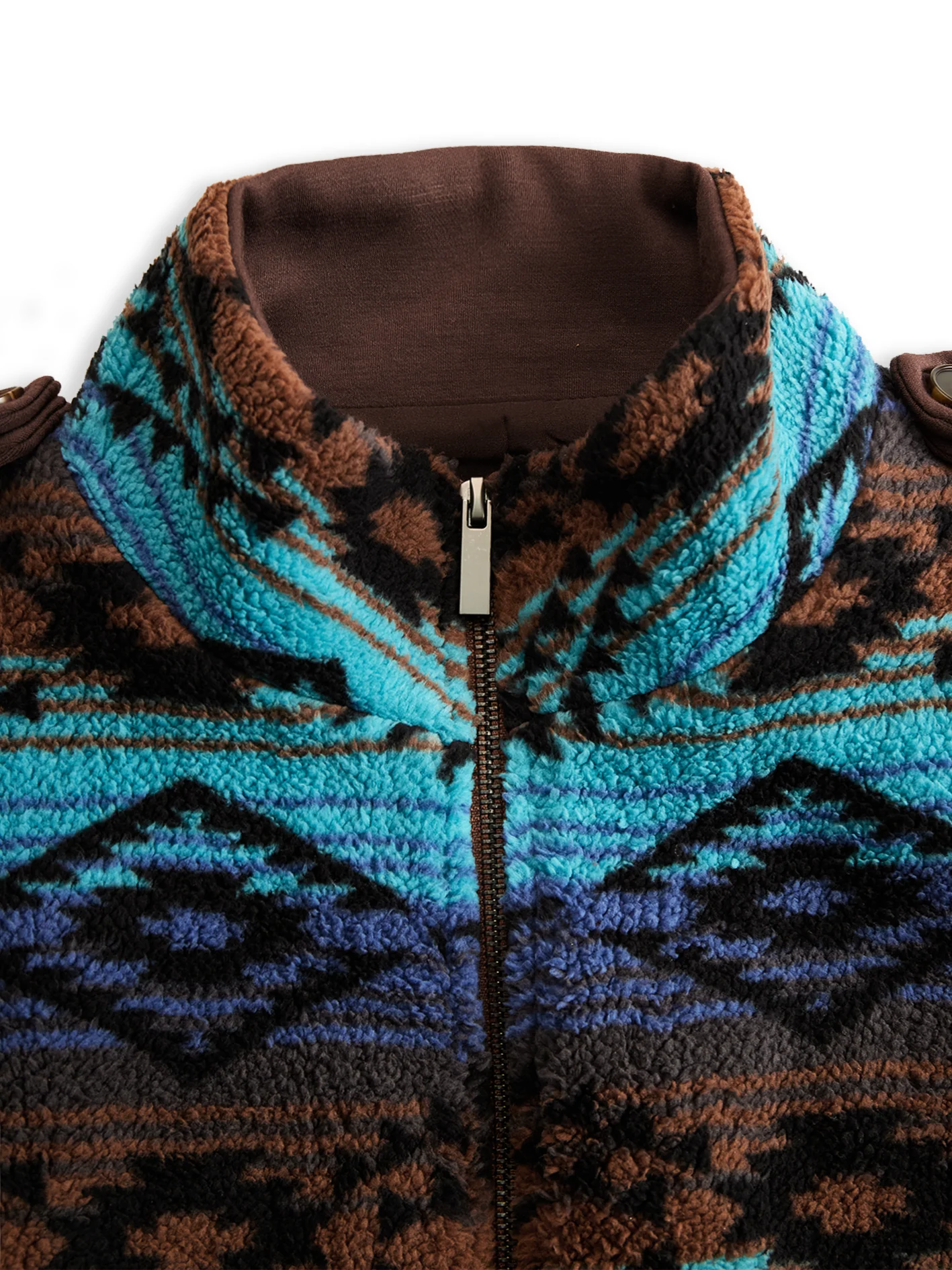 Retro Boho Longline Tribal Print Wool Long Coat - Image 5